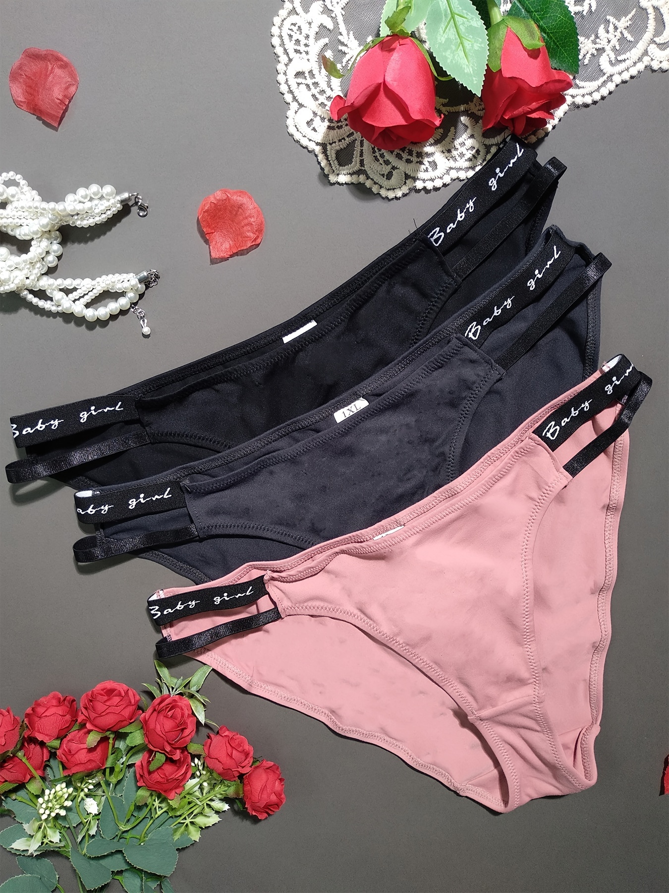 Women's Valentine's Day Sexy Panty Plus Size Contrast Lace - Temu