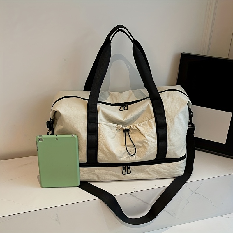 Moqueta de Gran Capacidad - Maleta de Tela Oxford Resistente con Cierre Doble Cremallera, Compartimentos Espaciosos y Asas Laterales - Convertible en Mochila o Equipaje de Mano para Negocios, Vacaciones, Escuela - Bolso Unisex Beige, , Amarillo, Marrón, Rosa - Ideal para Parejas y Viajeros Frecuentes, Versátil como Equipaje de Cabina, Bolsa Moderna de Ocio, Compartimentos Estructurados