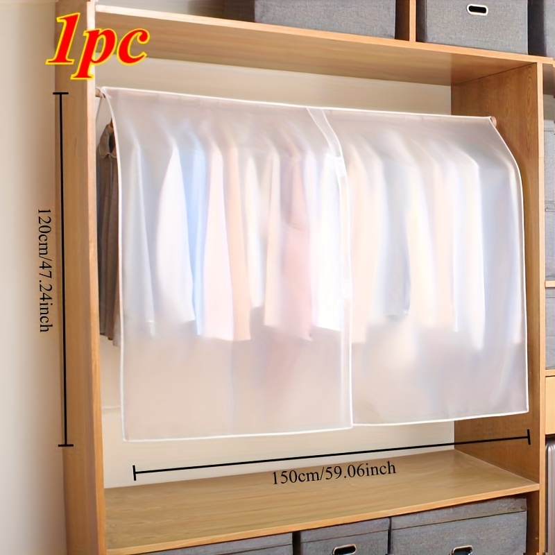 1pc extra large garment cover clothing dust cover protector for closet storage plastic beige wardrobe hanging coat dustproof bag with hand wash care suitable for bedroom hangers clothes protection multiple specifications   from