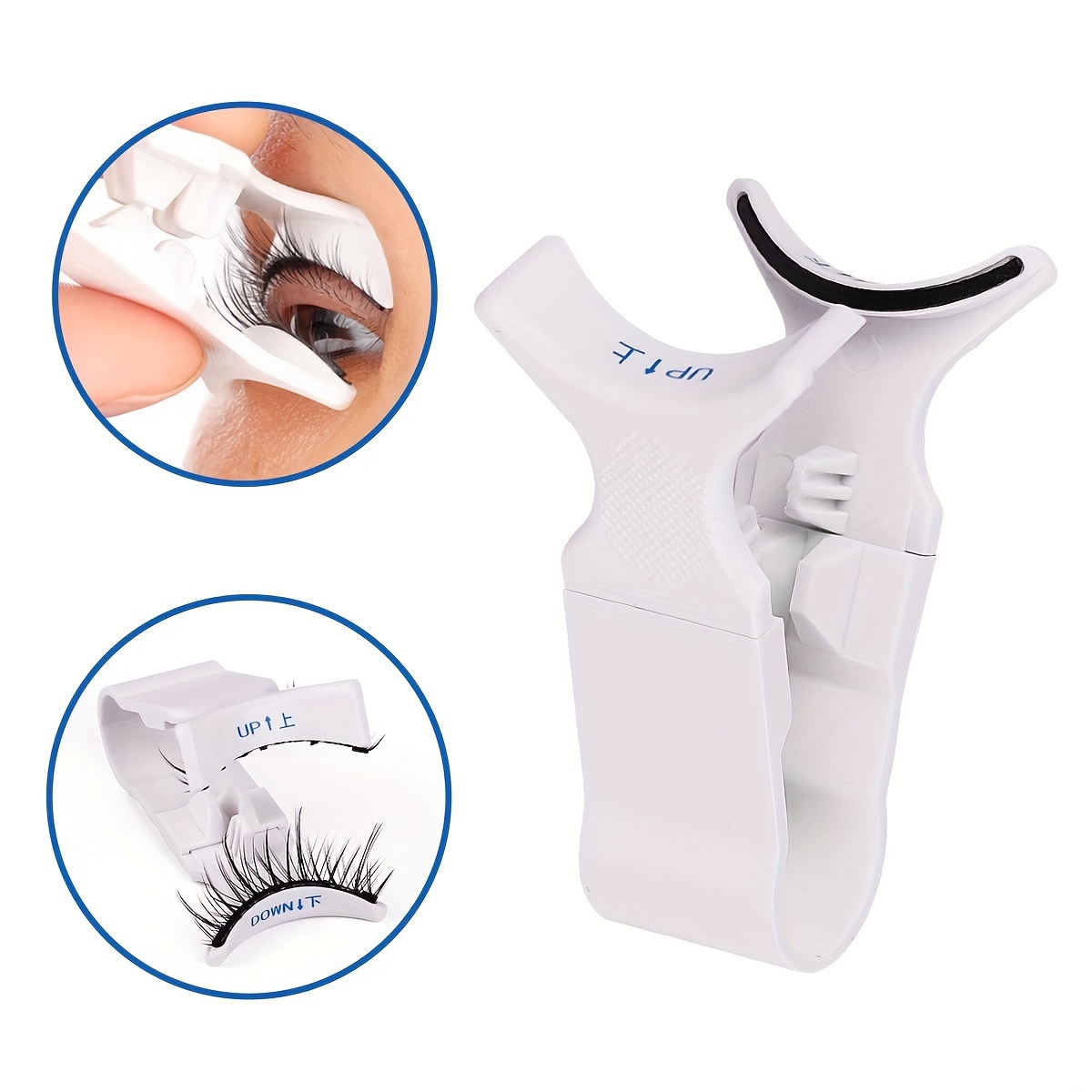 

Magnetic Eyelash Clip Applicator Tool, 1pc, Abs Material, Lightweight, Ergonomic, Easy-to-use Lash Application For Beginners, Space-saving White Eyelash Clamp With Wide-angle Arc Design