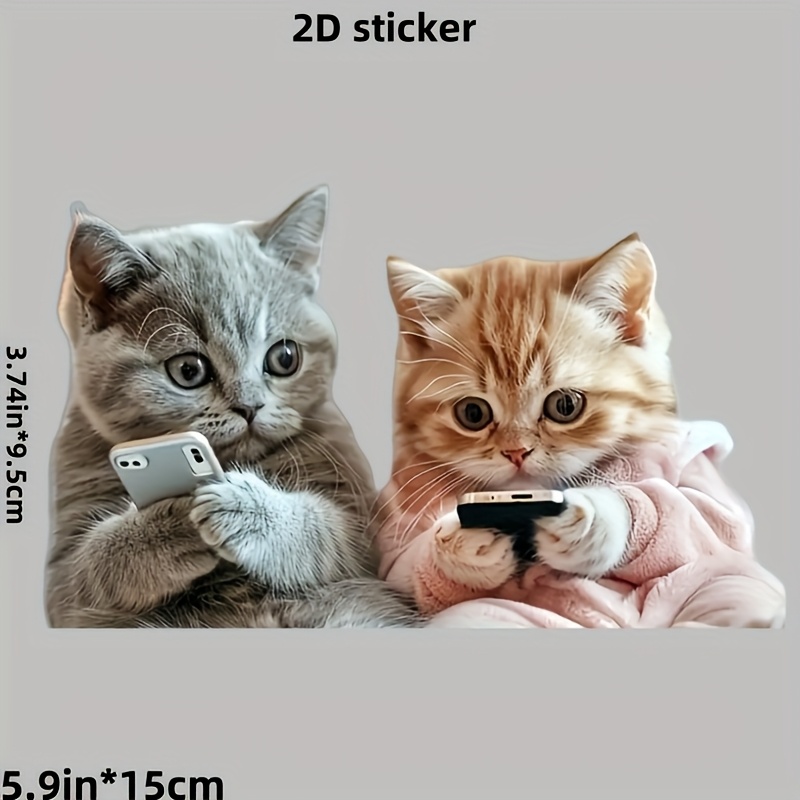 Fancy Couple Cat Beautiful Stickers, Premium Vinyl Waterproof Stickers Beautiful Car Stickers/motorcycle/truck/laptop Decorative Stickers, Smooth - Add Charm For You! Bumper/toilet/wall Slick Sticker