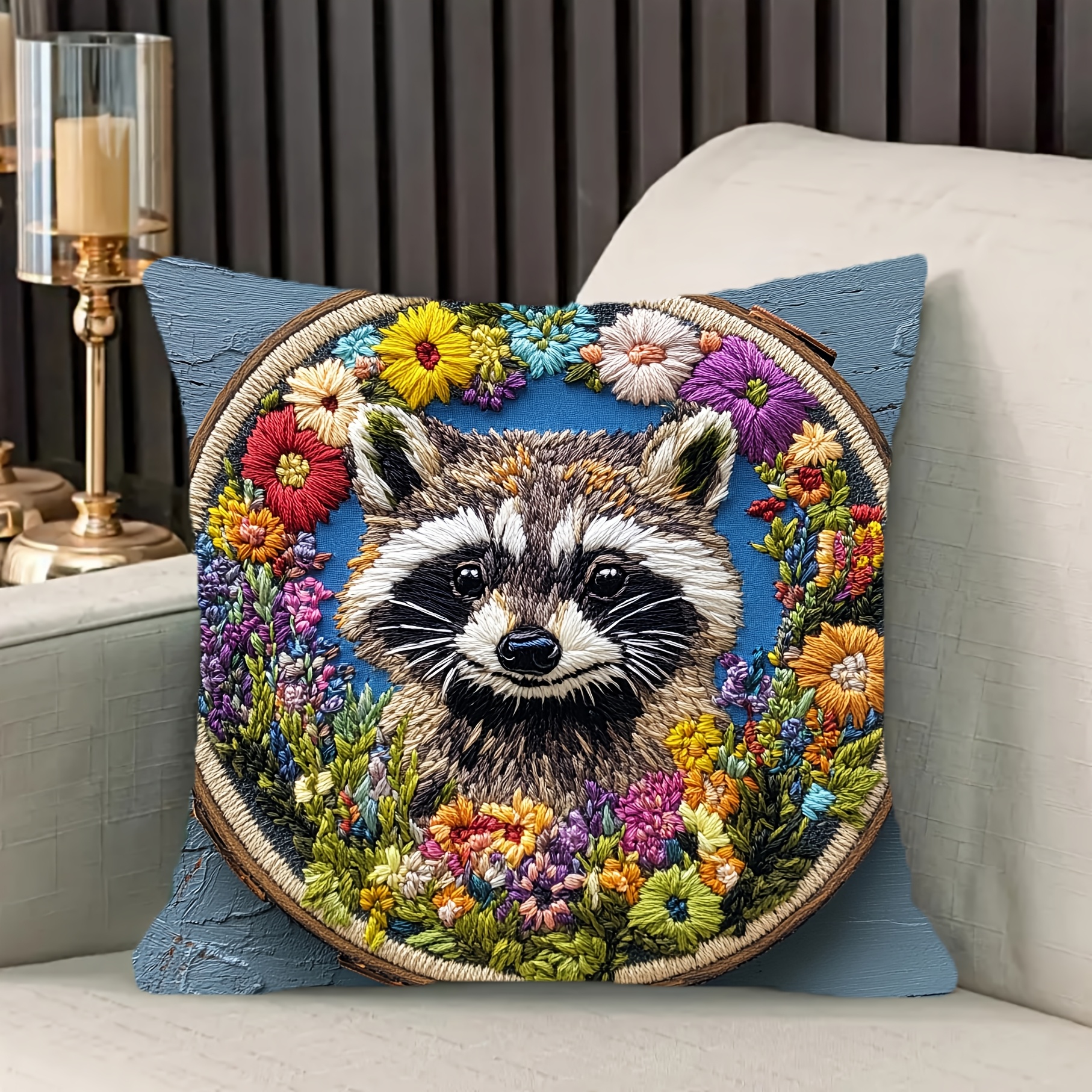 

1pc Embroidered Throw Pillow Cover, 18x18 Inch, Super Soft Polyester, Contemporary Style, Machine Washable, Zipper Closure, Decorative For Home, Sofa, Bedroom - Woven, No Insert