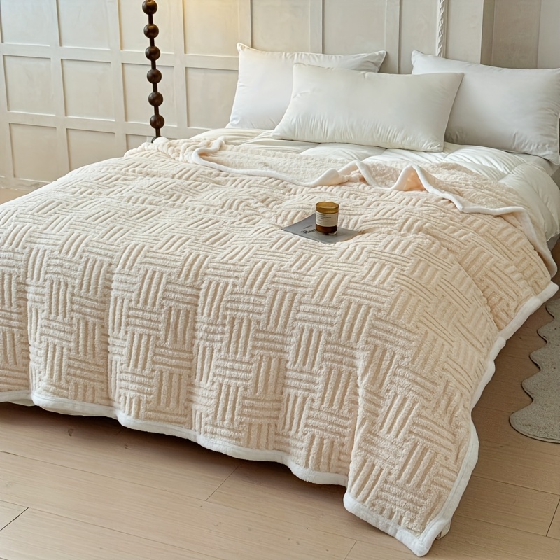 TEMU New Velvet Blanket, Thickened Lamb's Coral Fleece Small Blanket, Office Nap Blanket, Sofa Throw, Student Dorm Blanket