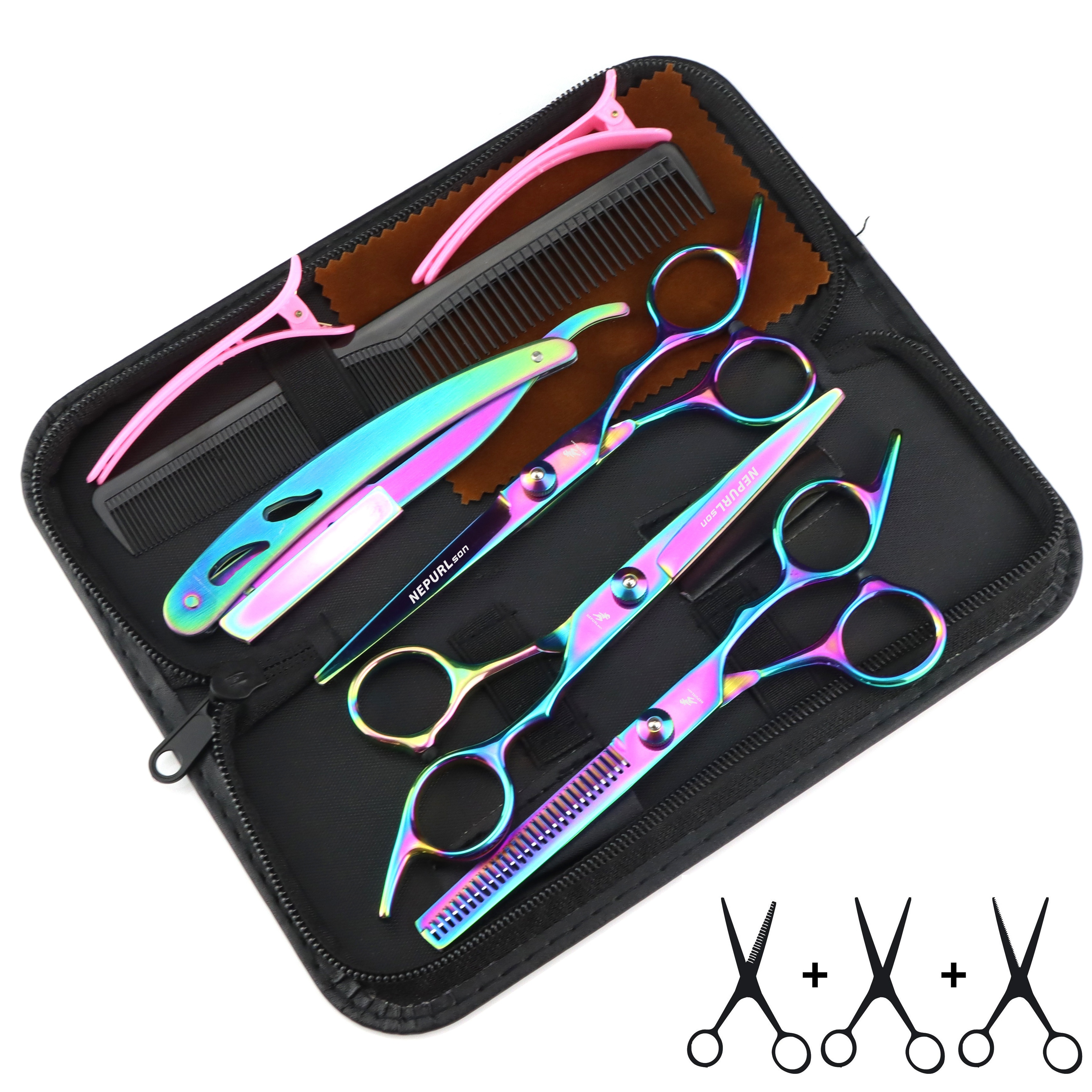 

6.0-inch Barber Scissors Cutting Scissors Thin Scissors Scissors Teeth Scissors Flat Scissors 3 Sets Of Small Teeth