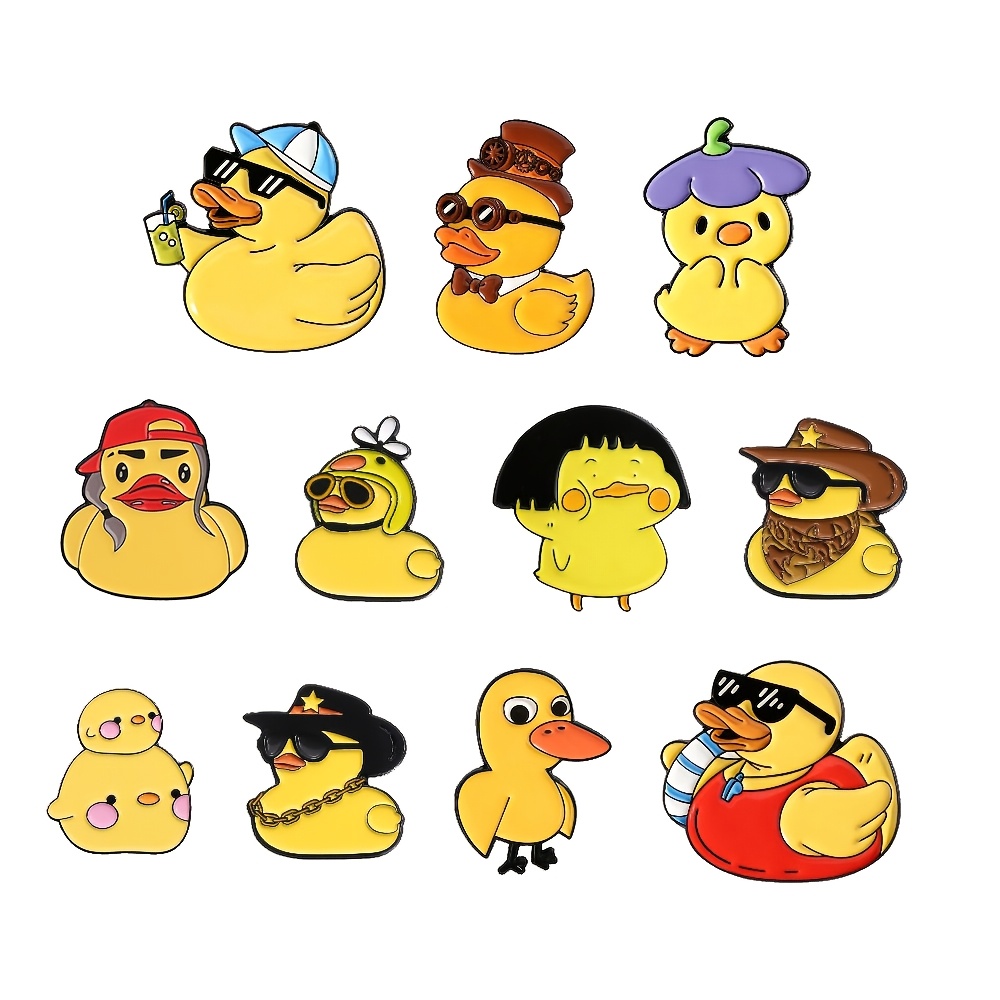 TEMU 11pcs Cute Cartoon Yellow Duck Fun Badge Sunglasses Denim Style Cute Animal Cute Brooch Clothing Additions Badges Backpack Decorations Enamel