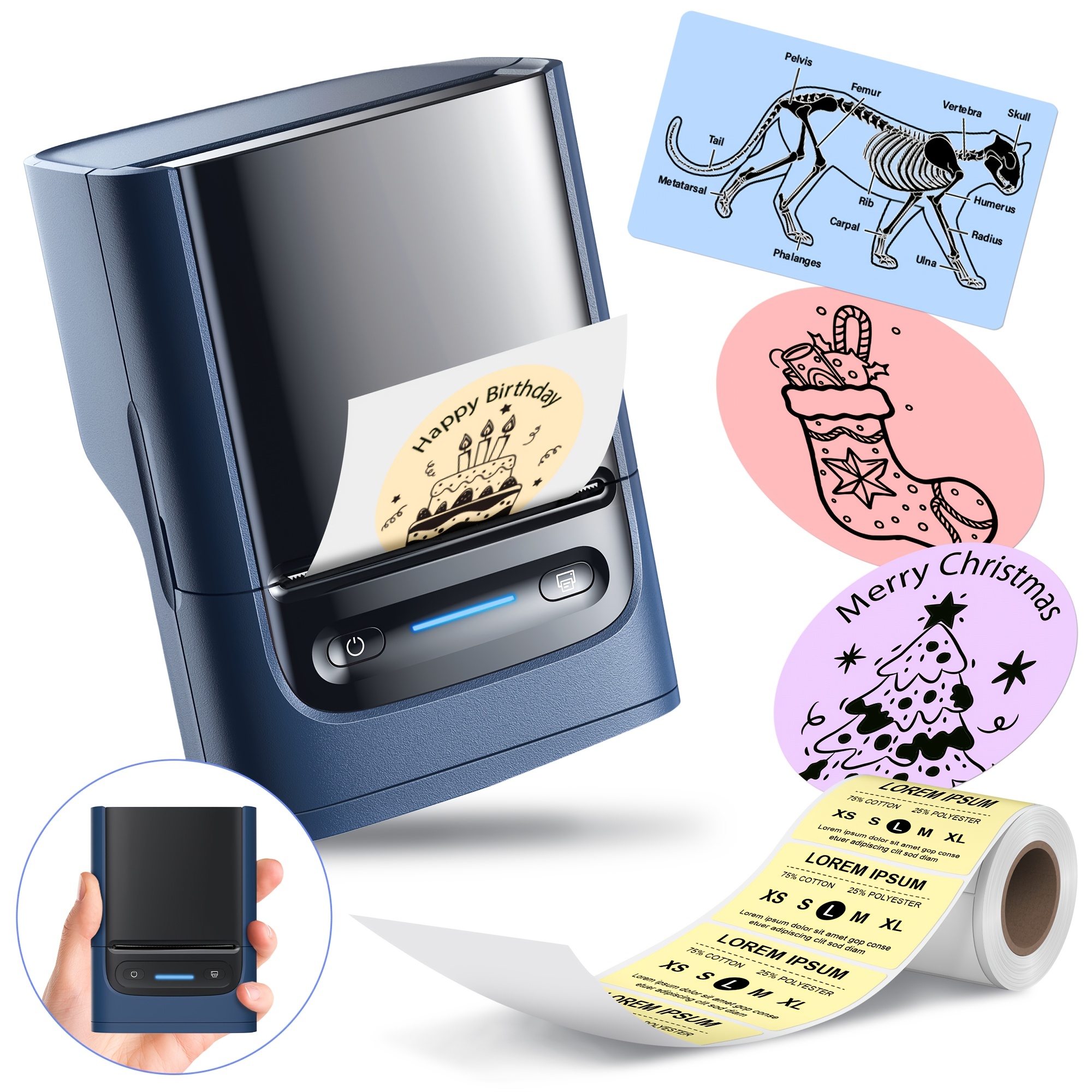 TEMU Pm220b Label Maker Machine With Tape, Label Printer, Portable Thermal Printer For Small Business, Home, Office Address, Logo, Clothing And More