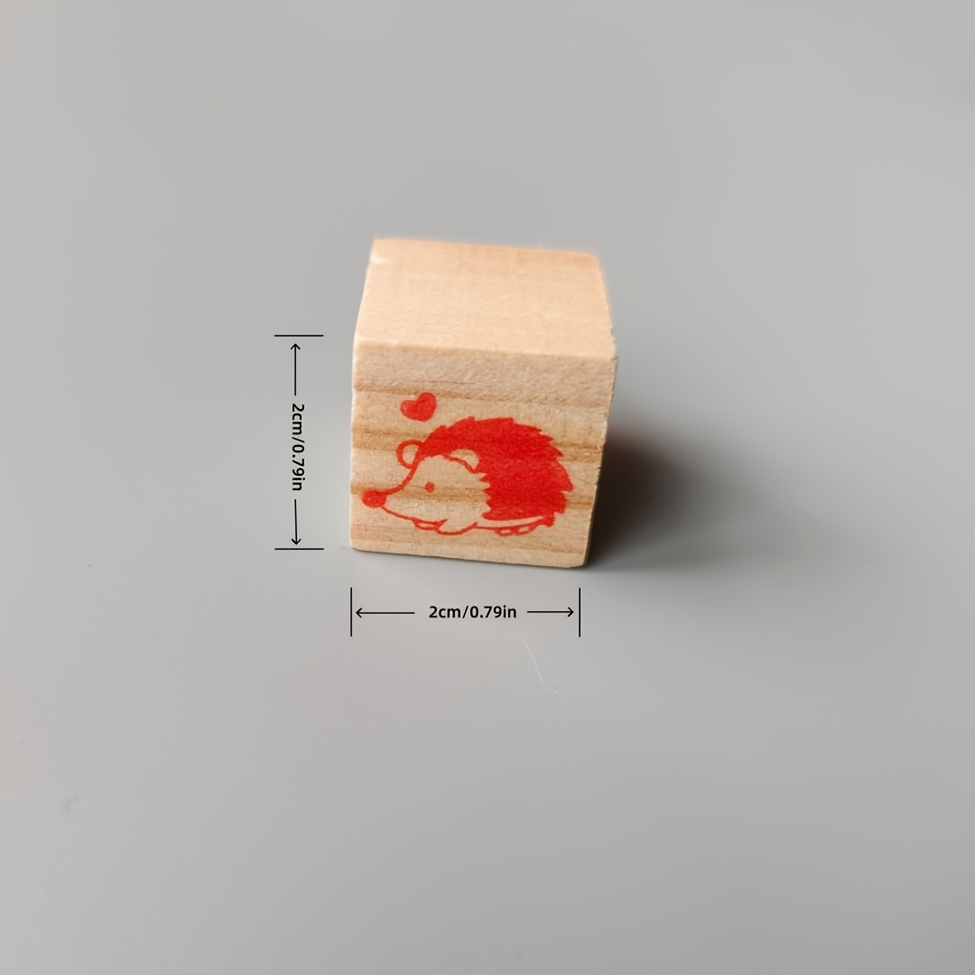 Wooden Stamp Handcraft Cute Animal Journal Decoration Hedgehog