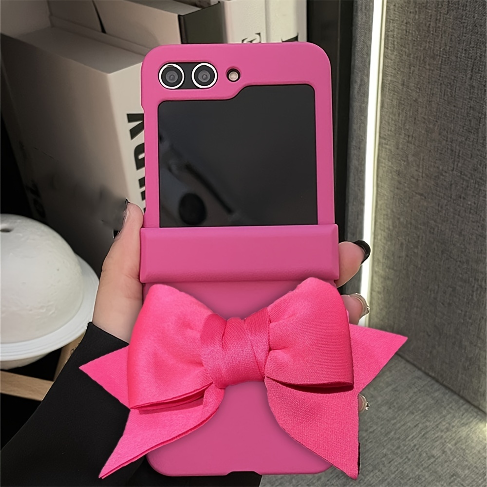 

Cute Korean Candy Color Knit Bow Rose Red Phone Case For 5g Flip4 Z Flip5 Zflip5 Zflip4 Flip3 Shockproof Cover