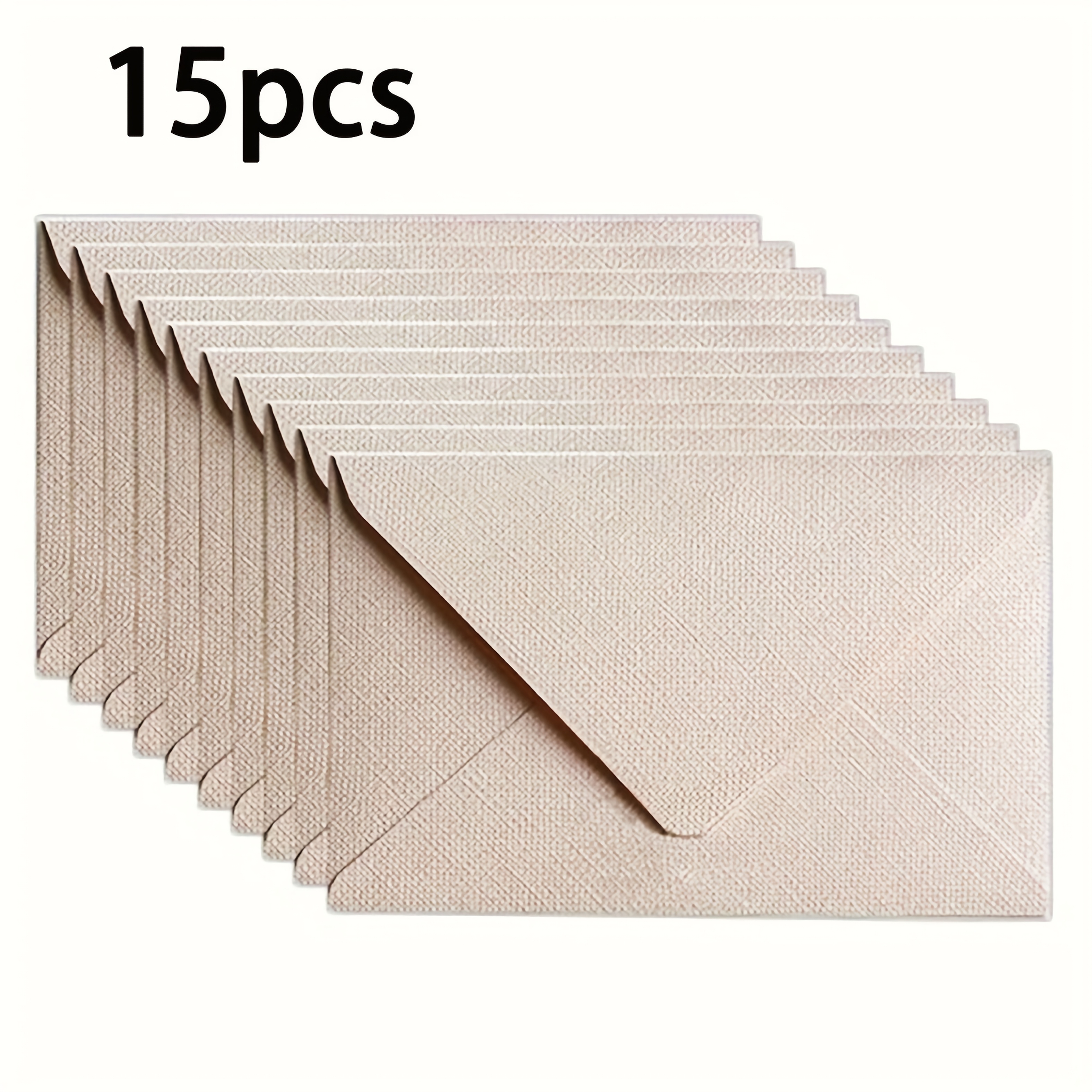 15 Linen Envelopes | Rustic Texture For Invitations, Love Letters, And Postcards | Suitable For Weddings, Christmas, Birthdays, Valentine's Day, Baby Showers | Wax Seal Closure Design