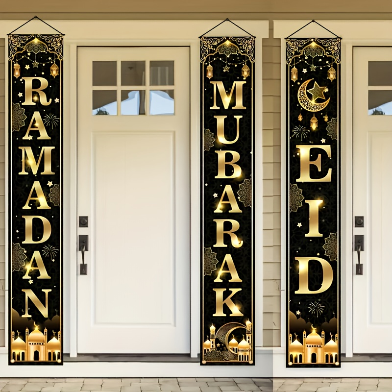 

Eid 3pcs Door Banner Set - Ramadan & Eid Celebration Decor, Polyester, Indoor/outdoor Use