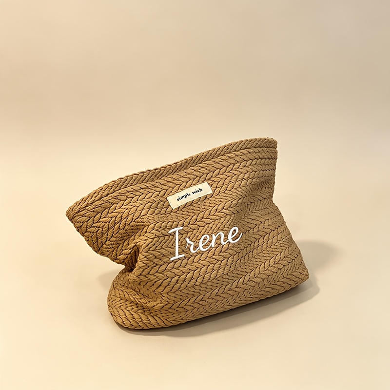 TEMU Wheat-pattern Woven Clutch/makeup Bag, Personalized With Custom ; A Portable Storage Bag For Feminine Hygiene Products, Cosmetics, And , Perfect