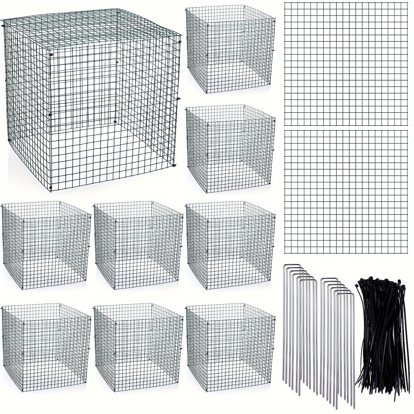 

10 Pack Small Wire Plant Protectors Square Plant Protectors From Animals Mesh Plant Cage Chicken Wire Cloche For Plants Shrubs With Ground Stakes And Nylon Ties