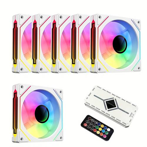 six 11 99 cm desktop case coolers with argb sync pwm smart temperature regulation a quiet hydraulic design and with a layer mirrored surface with a 2 in 1 hub argb and pwm magnetic backplate cpu cooler