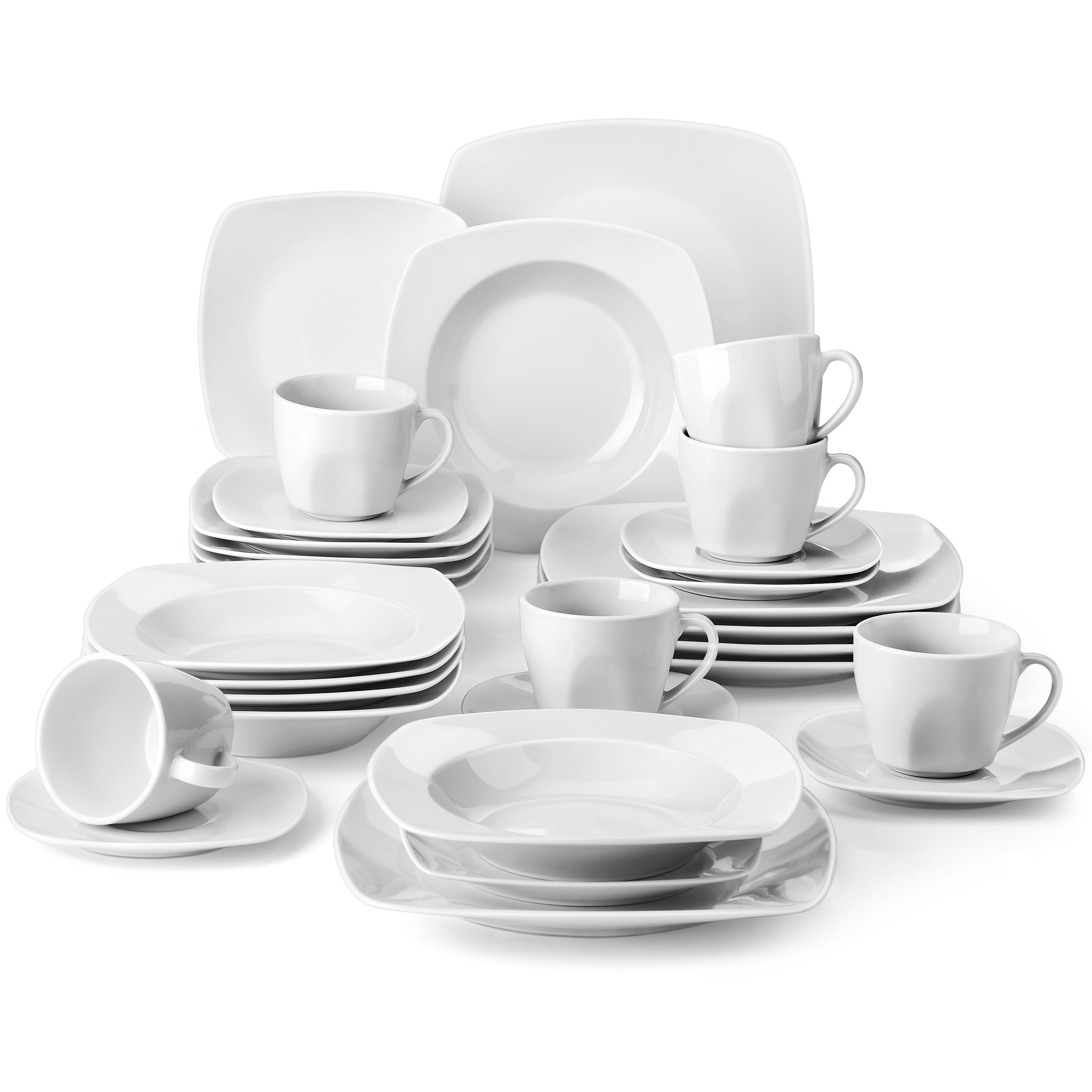 

30pcs, Dinnerware Sets, Porcelain Plates And Bowls Sets Ivory White Tableware Service For 6, For Home Kitchen Restaurant Hotel, Kitchen Supplies, Tableware Accessories