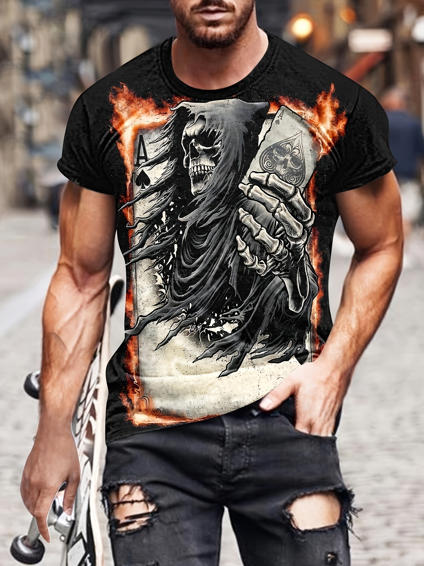 Camisetas esqueleto hombre estampadas sale