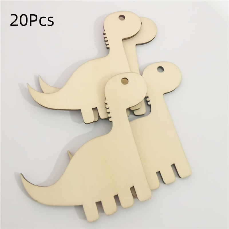 

20pcs Diy Dinosaur Wooden Crafts - Unfinished Blank For Painting, Home & Holiday Decorations