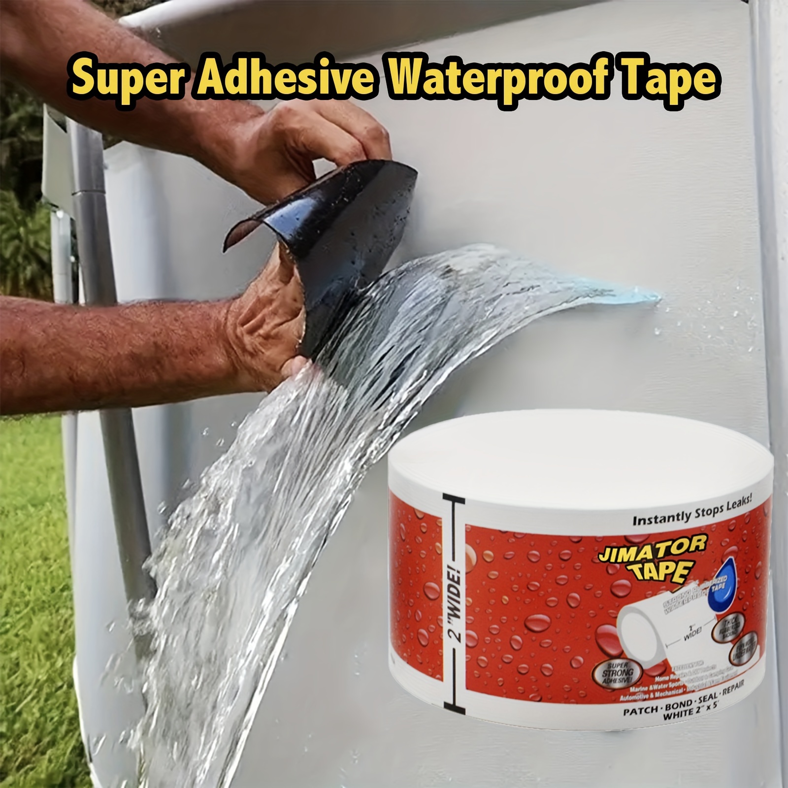 

2/3 Rolls Waterproof Tape Caulk By Jimator - Leak Proof, Stain Resistant, Water-resistant Resin Sealant For Pvc Pipe Repair - Black & White Options Available