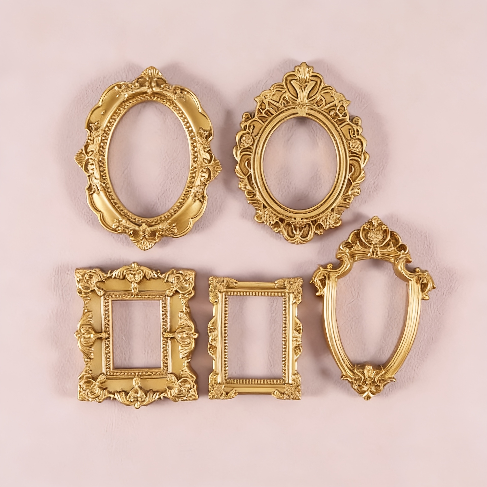 TEMU Retro Resin Mini Photo Frame Additions Ornaments Simulation Cream Glue Refrigerator Stickers Handmade Materials Props Golden Silvery Mini Photo