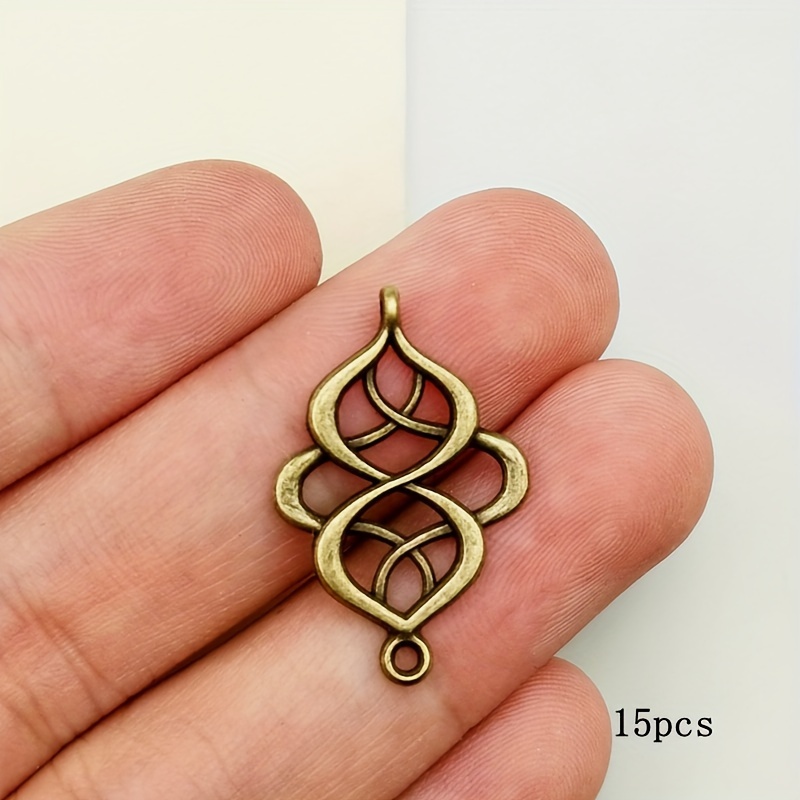 Image of 15/30pcs Double Hole Chinese Knot Charm Connectors Vintage Pendant Bohemian Style Fashion Pendants For Diy Earrings Bracelets Necklaces Accessories Handmade Jewelry Supplies