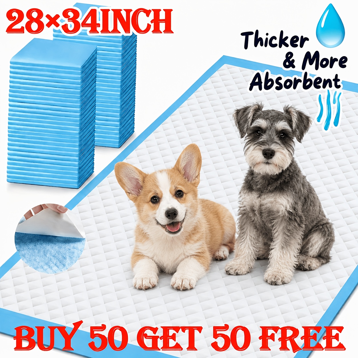 (fast Delivery) 80/100pcs Absorbent Dog Pee Pads, Dog Training Pads, 28in X 34in/ 23.62in .62in, Suitable For Small To Medium Dogs, Easy To Clean, To , A Must-have For Camping And Home