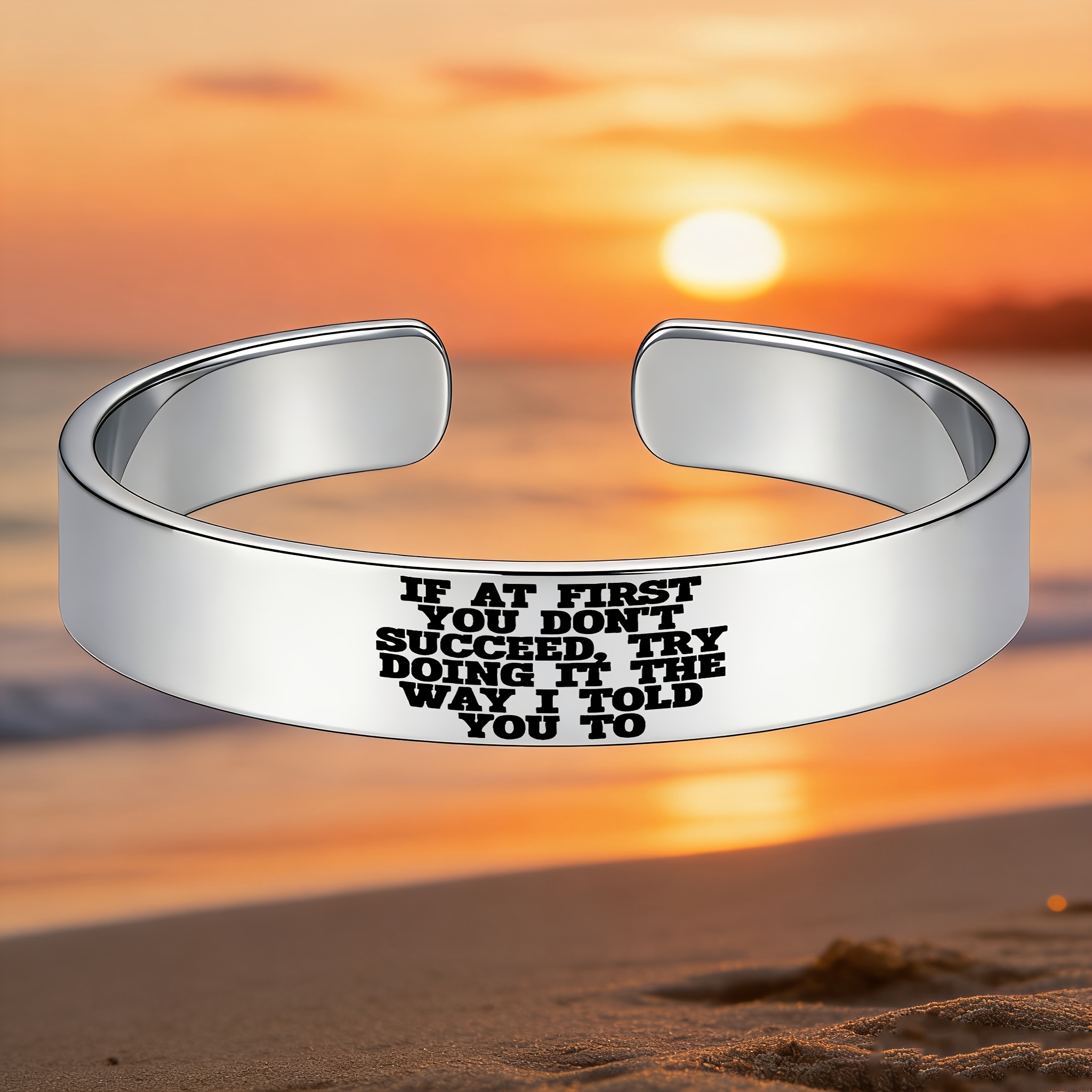 Inspirational Encouragement 304 Stainless Steel Open Bangle