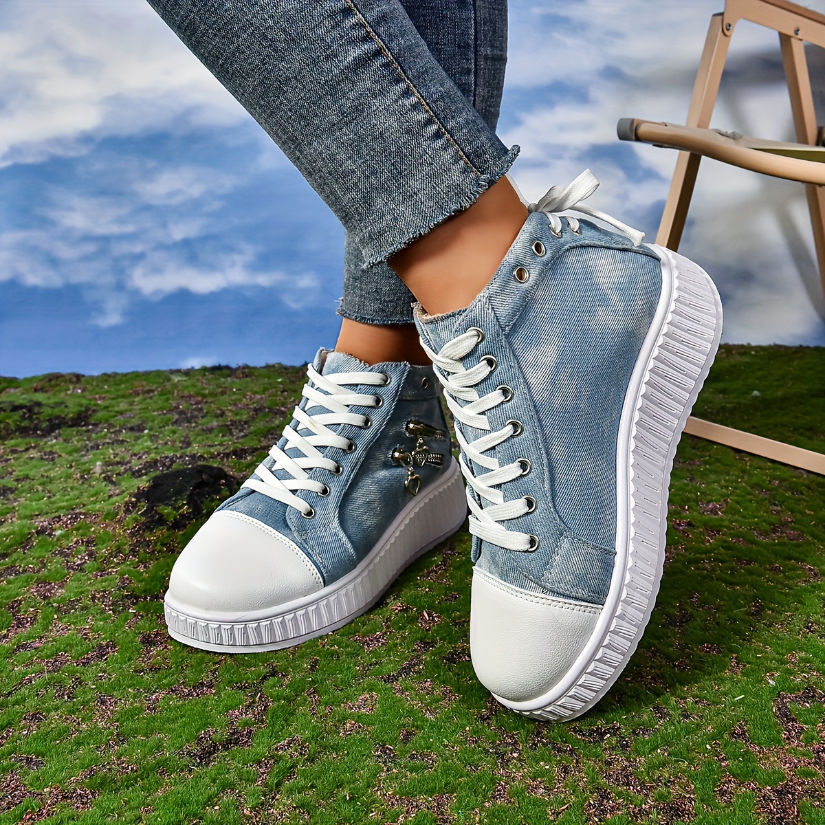 Damenschuhe Canvas Turnschuhe Damen Schuh Hohe Stoff Sneaker Hohe - Main Image