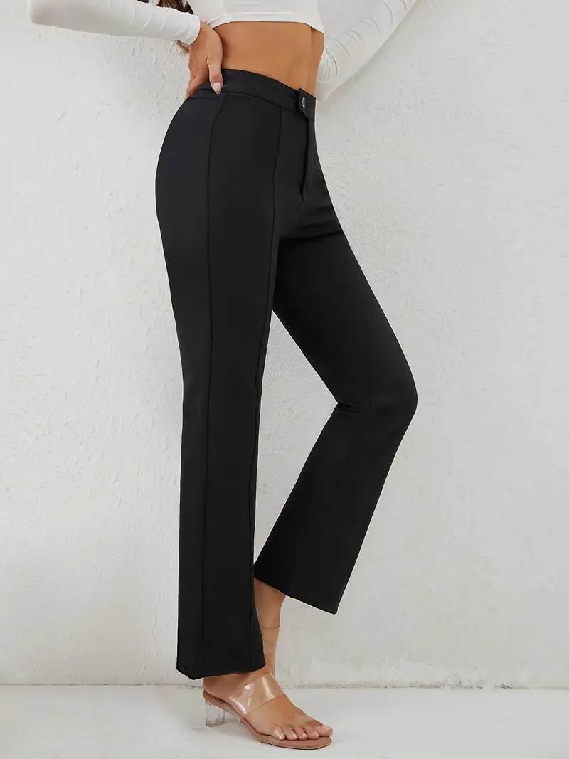 Solid Color Straight Leg Pants, Business Casual Pants, Women's Clothing