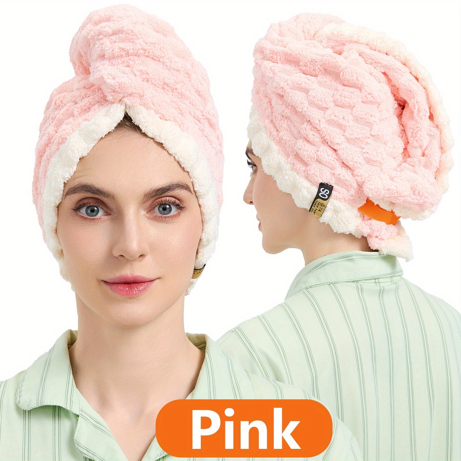 E-shop 1 Stück Damen Extra Groß Schnelltrocknendes Haarhandtuch - Super Saugfähiger Mikrofaser Turban mit Breiter Krempe, 50x70cm (19.69x27.56in) für