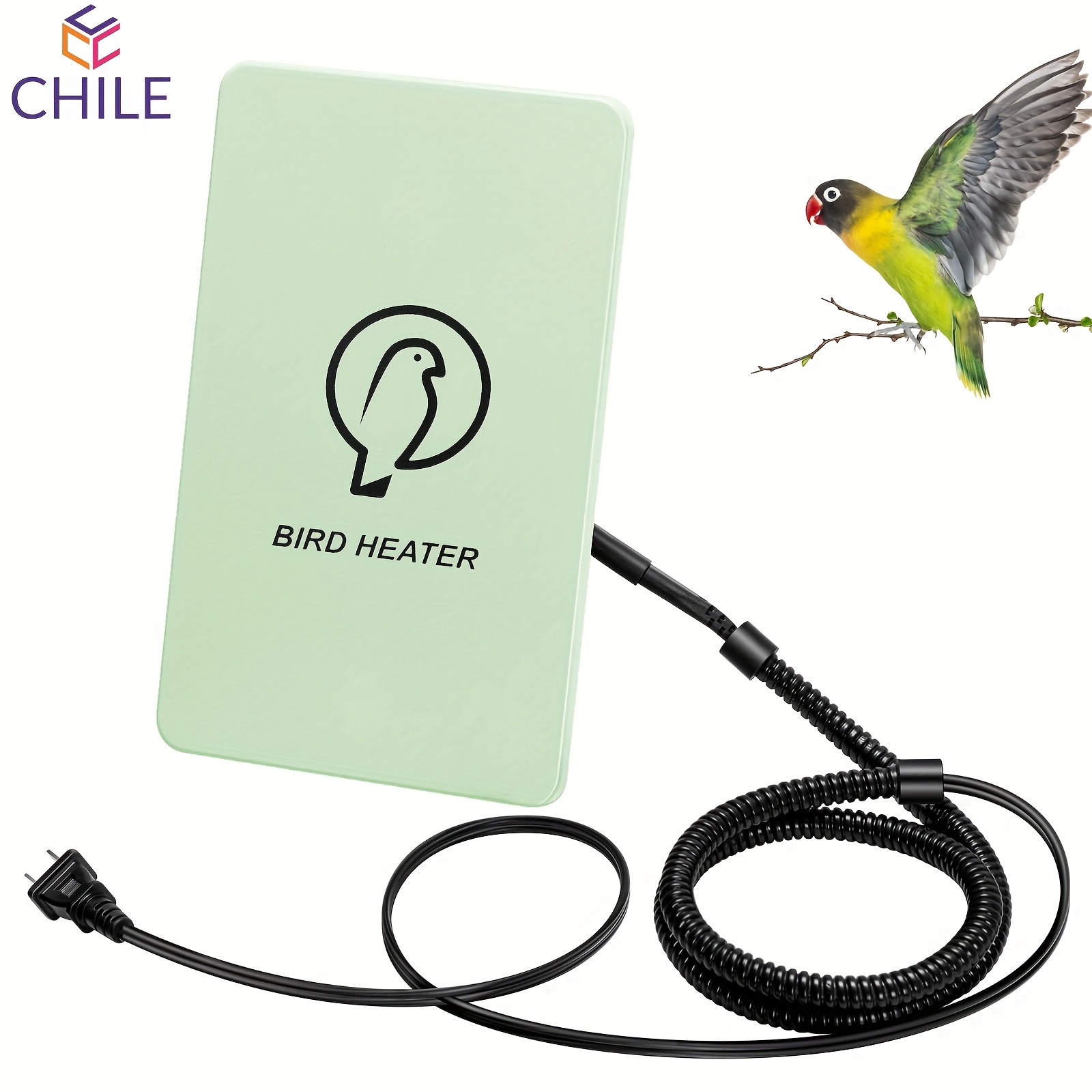 TEMU Chauffage pour cage d'oiseaux 10W, chauffe- avec thermostat pour perroquets, conures, inséparables et cockatiels, convient à la plupart des