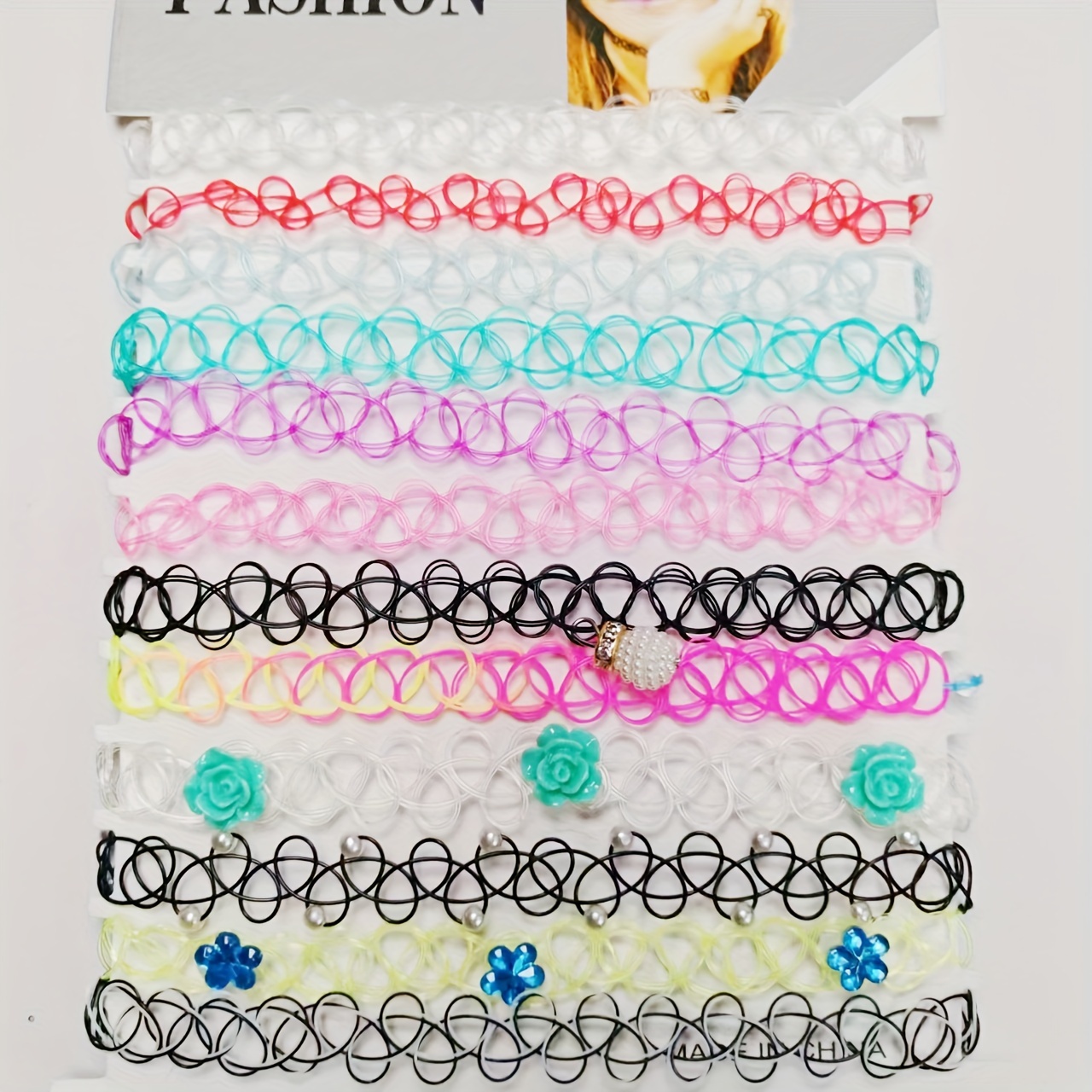Fish Line Collarbone Necklace Set - 12pcs Colorful Chain Collection