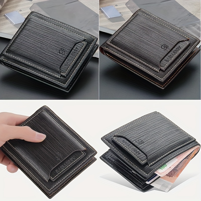 

Men's Pu Leather Short Wallet, Multi-card Billfold Card License Case, Business Wallet With Removable Card Holder