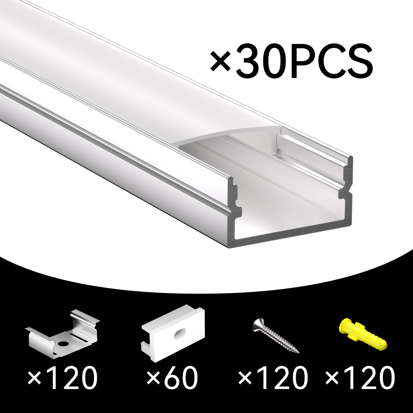 TEMU Diseño de LED, de Aluminio LED, Diseño de Luz de LED, Sección de de 2 Metros de Largo, Canal de U, Cubierta Mate, Tamaño de Ancho de Tira de Luz