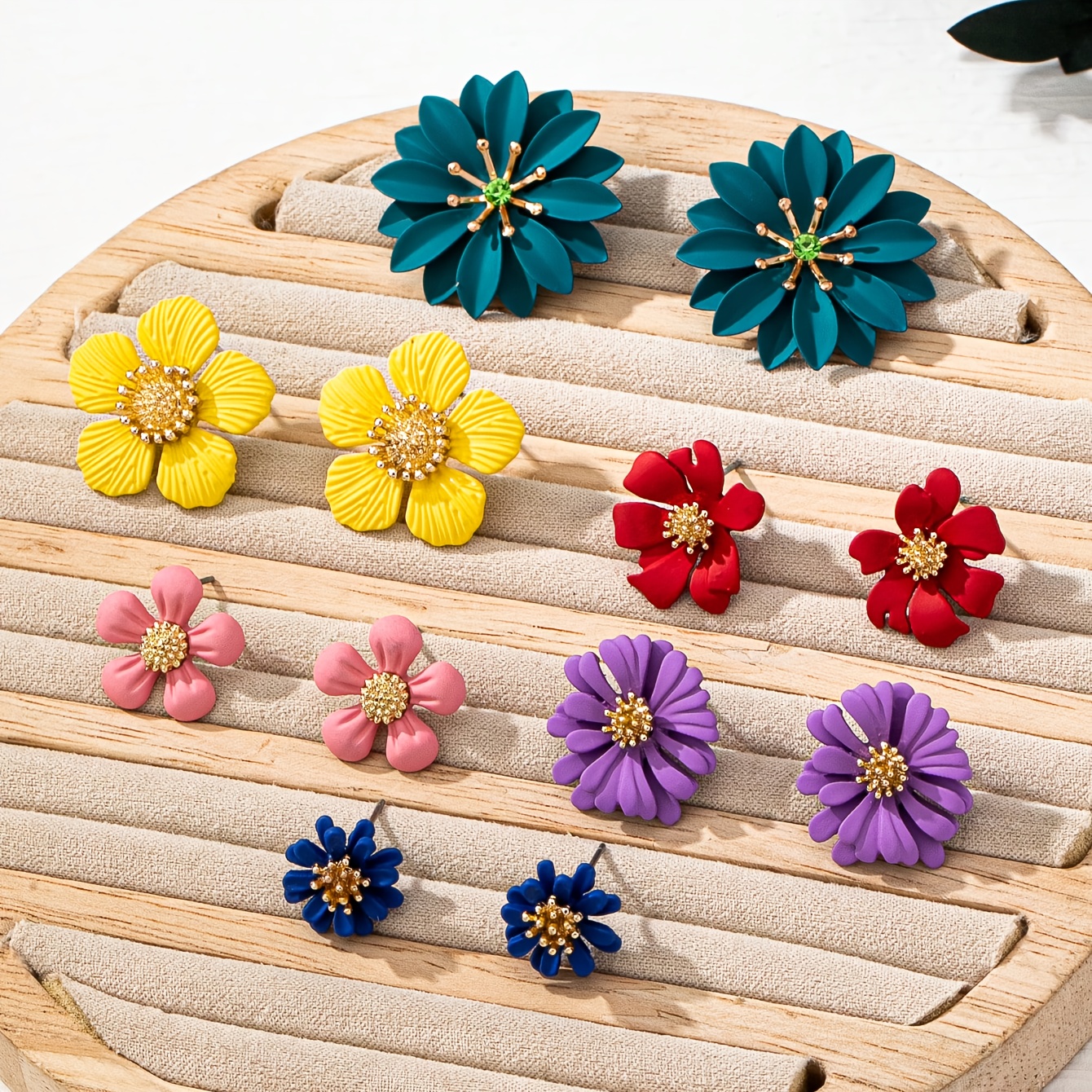 TEMU 6 Pairs Of High-end Ear Jewelry, Western Individual Trendy Multicolor Double-layer Flower Stud Earrings Easy Stud Earrings Suitable For Daily