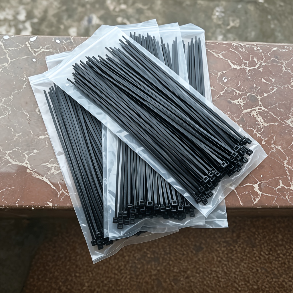 TEMU 606-pack Nylon Cable Zip Ties, 6/8/10/14/18 Inch Heavy Duty Self-, Uv Resistant Black Wire Ties With 40lbs Tensile Strength, Weatherproof