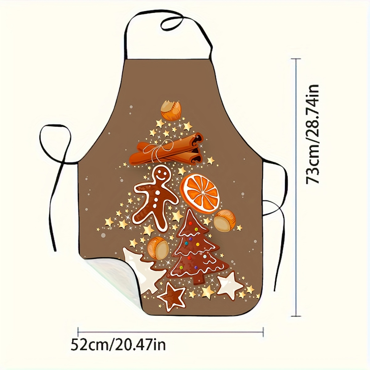 TEMU 1pc Christmas Apron - Apron With Festive Gingerbread For Man, Candy Cane Stars - Durable Polyester Cooking Apron For Holiday Baking, Cookie