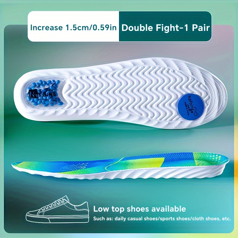 TEMU Nafoing Sports Insoles For Men And Women - Tpu Air Cushion, Arch Support, Breathable, Comfortable, Shock Absorbing, Height Increasing, Soft - 1 Pair