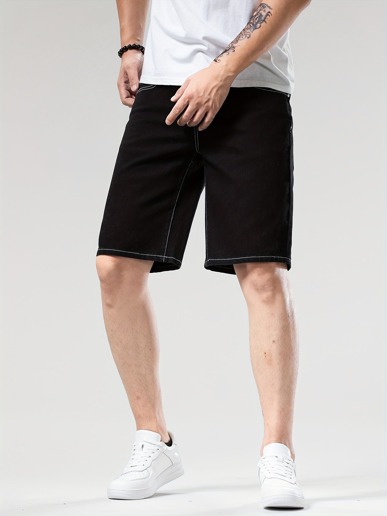 mens classic non stretch denim shorts regular fit Temu United