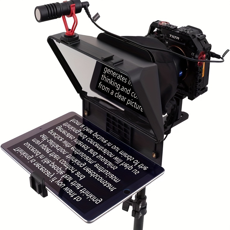 

A10 Teleprompter Portable Smartphone Dslr Camera Teleprompter Prompter With Phone Holder Remote Control For Video Recording Live Streaming Interview Stage Presentation Speech Video Making Tools