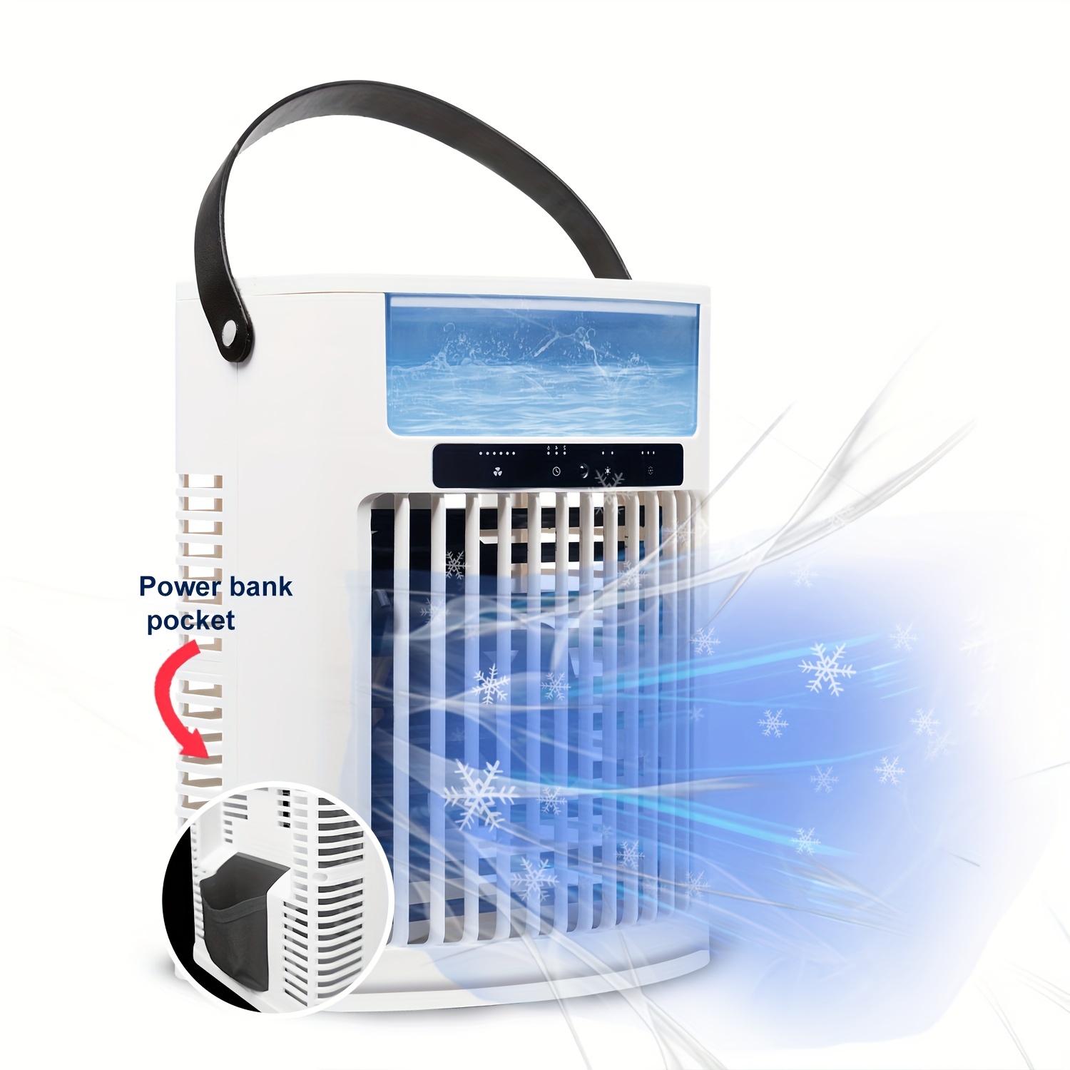 TEMU Mini Portable Air Conditioner/humidifier Fan, 1l Large Water Tank, 3-gear Spray, 5-gear Wind Speed, 7-color Night Light, 2/4/6h Timing, Fan,