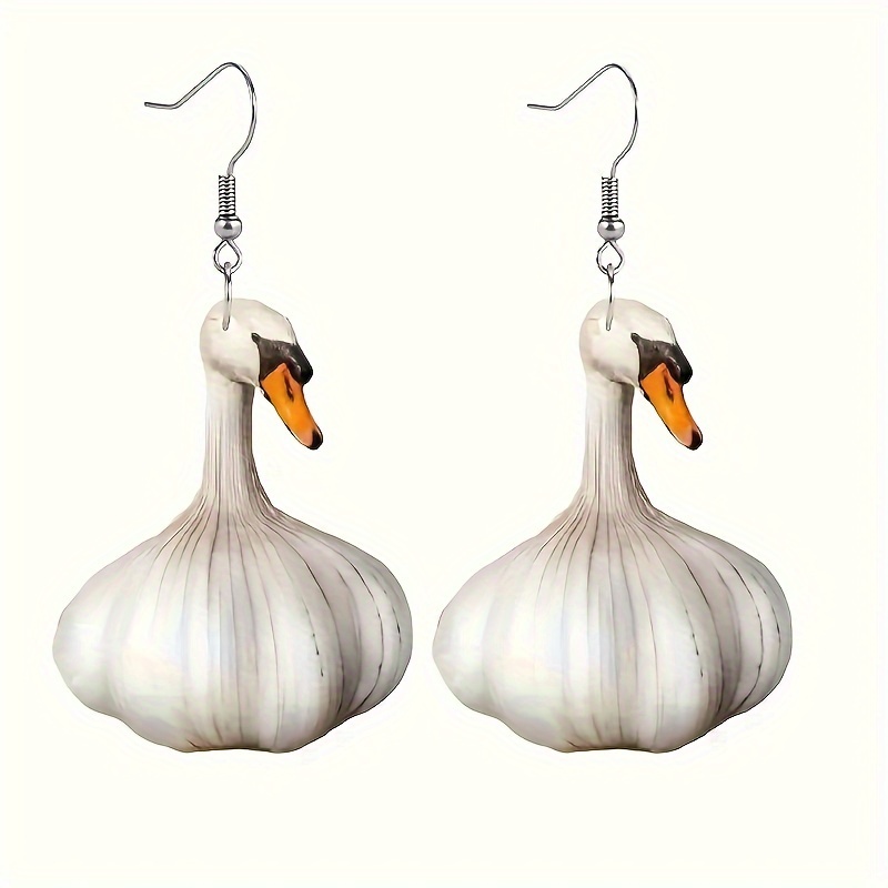 

Funny Garlic Duck Acrylic Dangle Earrings - Cute & Quirky Jewelry For Women, Perfect For Parties & Gifts