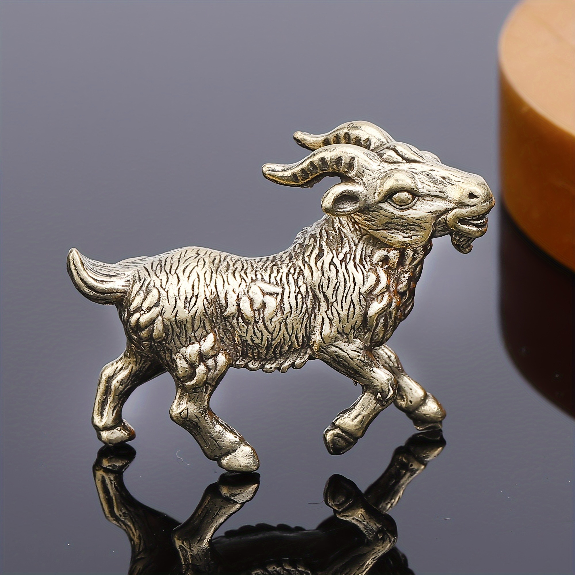 Brass Goat Miniature Figurines,Animal Antelope Statue Model Crafts