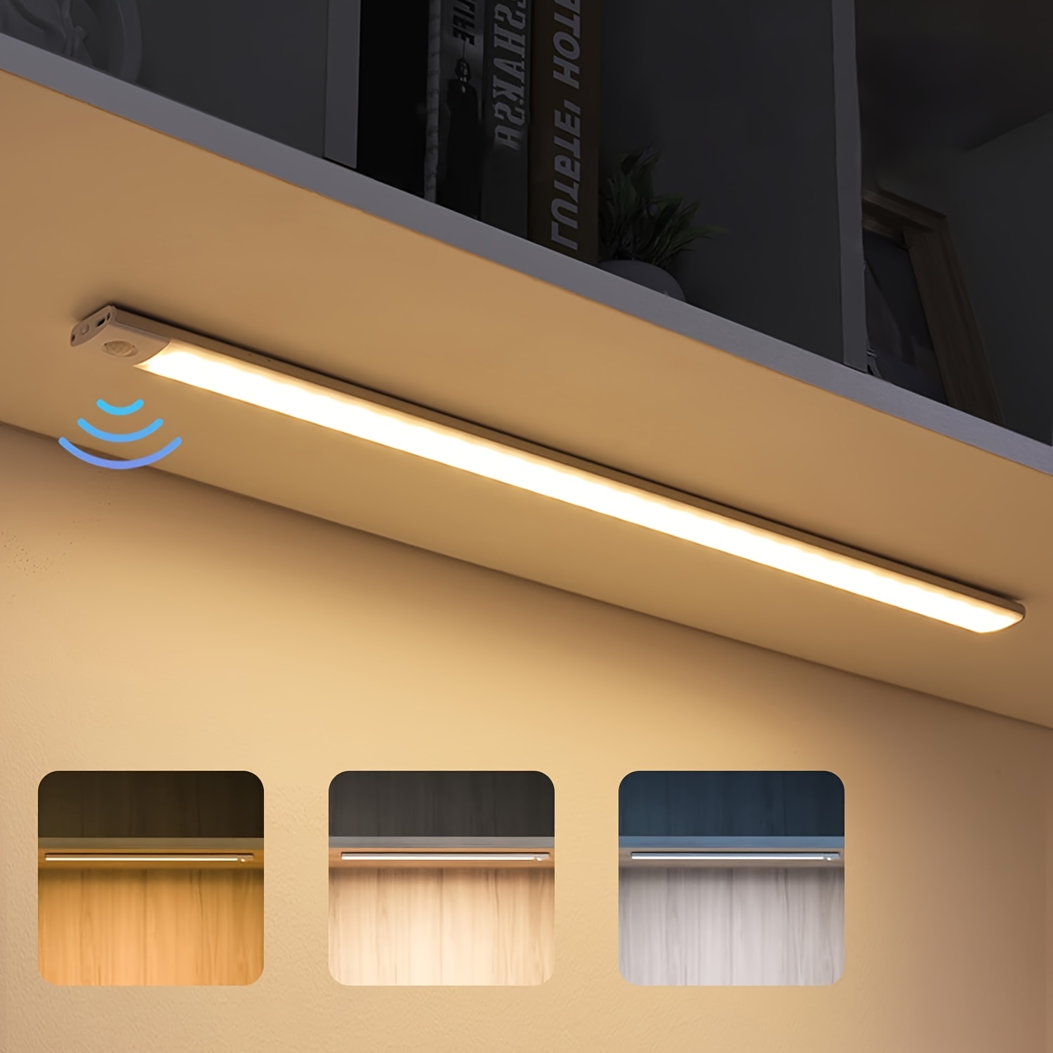 

Aluminum Alloy Golden Dz Indoor Cabinet Light With Motion Sensor, Adjustable 3-color Temperature Wall Light, Suitable For Corridors, Stairs, Drawers, Wardrobes.