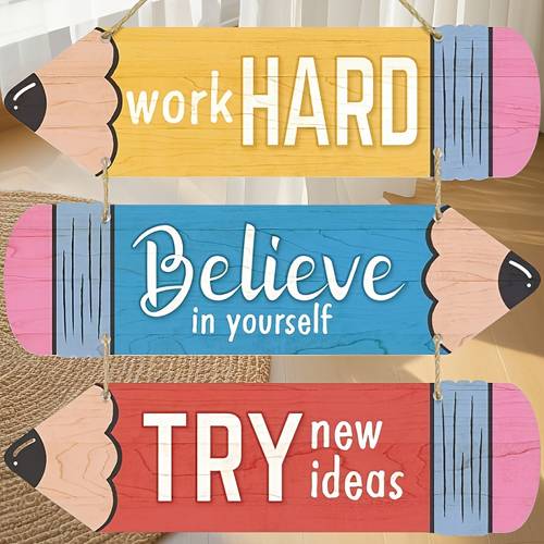 1pc vintage pencil motivational signboard believe in yourself try artificial r cycled office home classroom or garden decor no electricity needed inspirational gift for students teachers retro productivity decoration motivational wall art classroom decoration design wooden sign teachers present