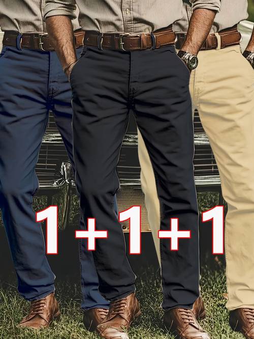 tongtongbang obm 3pcs set of stretch mens chino pants light business semi formal casual straight trousers
