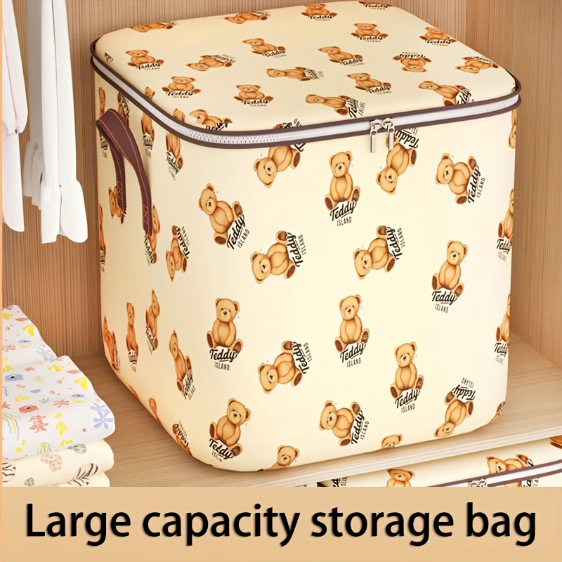 

Large Capacity Cute Bear Storage Bag - Waterproof & Dustproof, Versatile Clothing Organizer For Wardrobe, Closet, Bedroom & Travel
