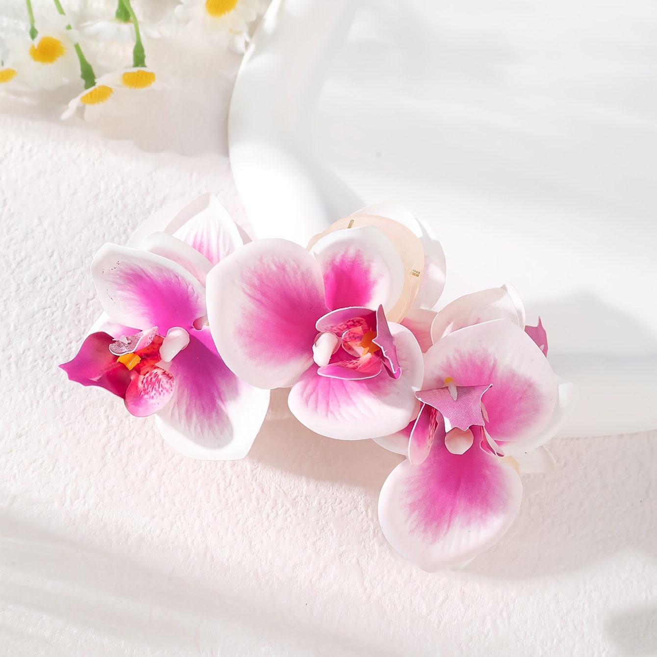 TEMU 1pc Cloth Flower Hair Claw Cute Orchid Bohemia Orchid Hair Clip Shark Clip Grab Clip Large Barrettes