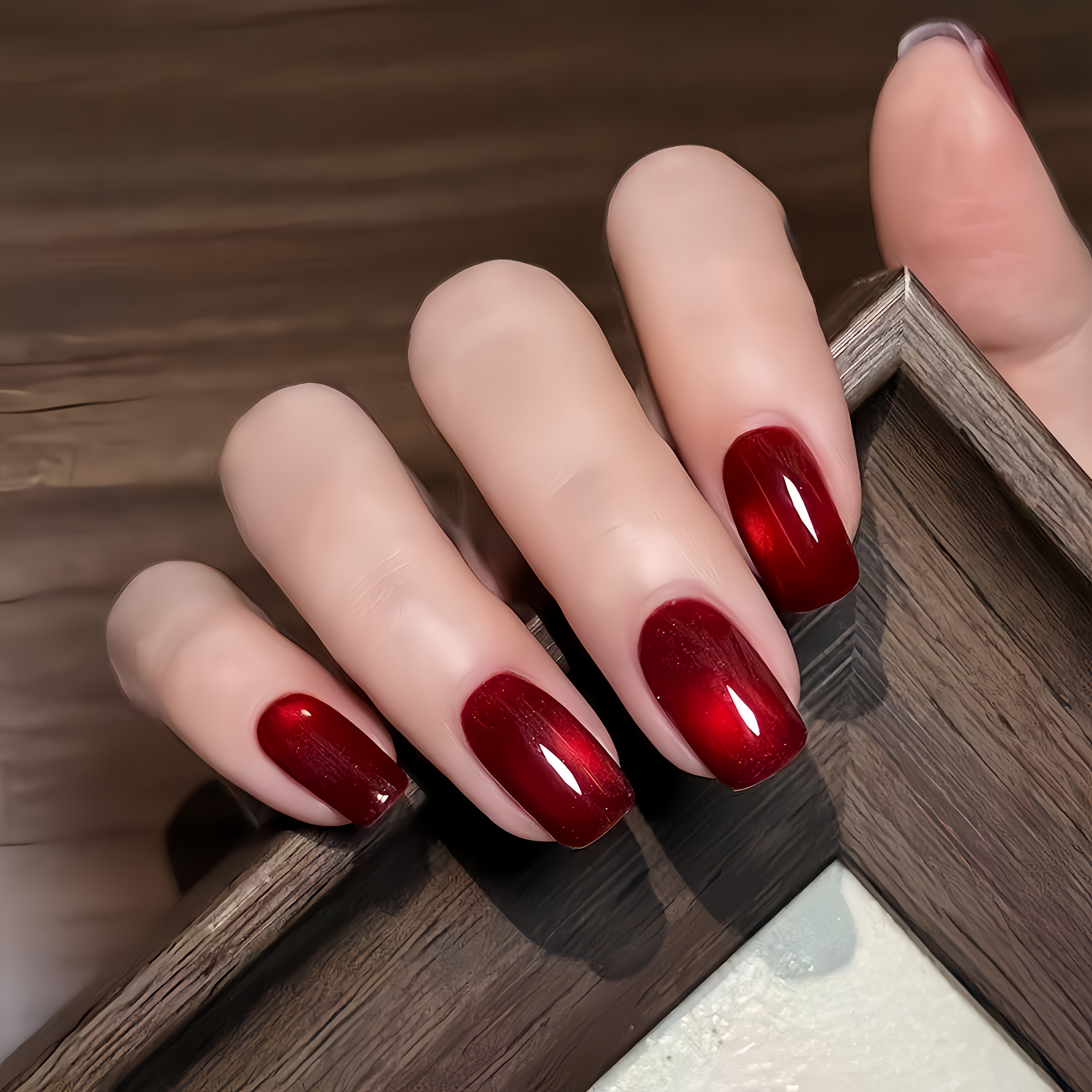 30 komada   crveni sjajni mačje oko flash   kvadratni sjajni umjetni nokti na pritisak - izvrstan nail art, umjetni lažni nokti, abs materijal, jednostavni za postavljanje, korekcija oblika noktiju, zaštita noktiju - nail art, proljetni ljetni estetski nokti - pogodno za žene i
