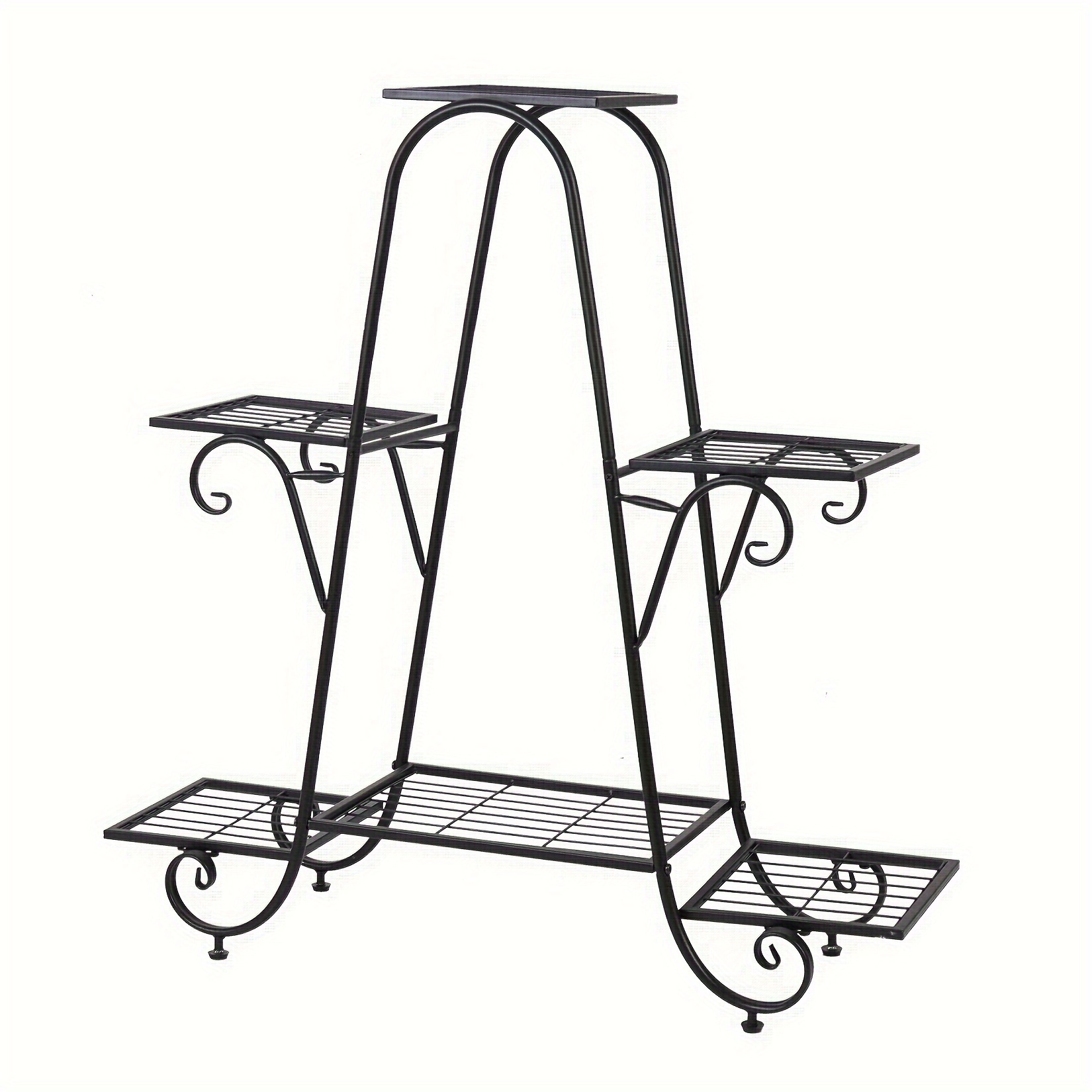 TEMU Support à plantes en métal 32"L X 33.5"H : Support à plantes multi-étages à 6 niveaux, support de pour la décoration de balcon et de patio à