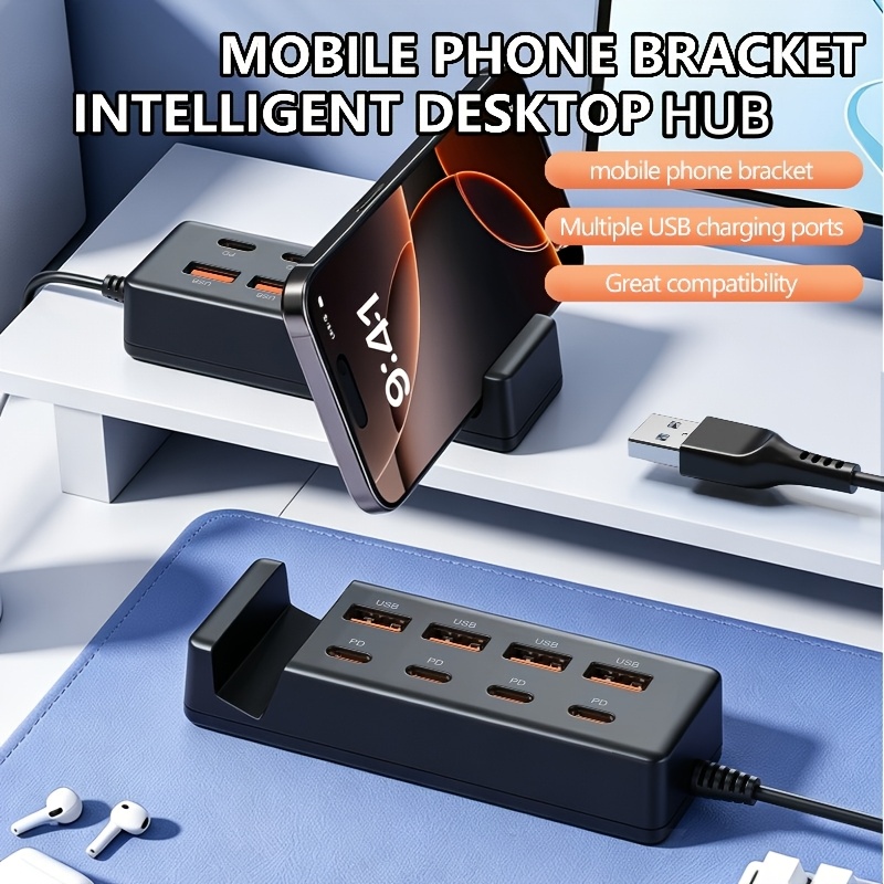Multi-Port USB Splitter with Phone Cradle