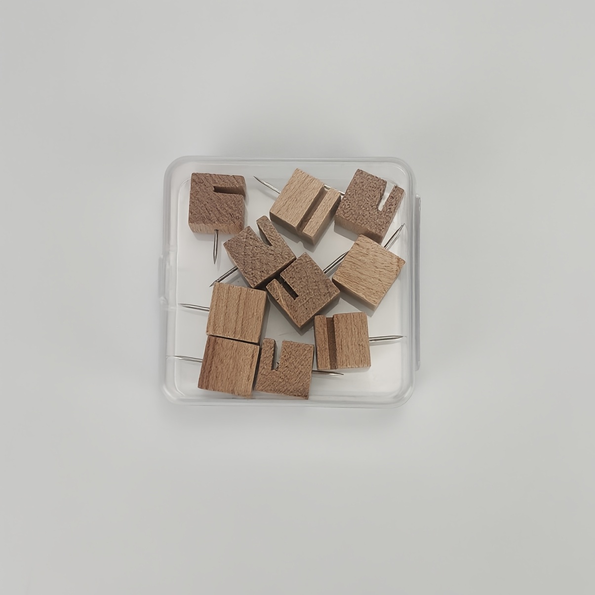 Image of 10pcs Wooden Pegboard Square Push Pins With Card Slots, Wooden T-pins, Creative Studs, Art Fixing Large Head Pins - For Home Decor, Postcard Storage, Party Decoration, Craft Making Jas